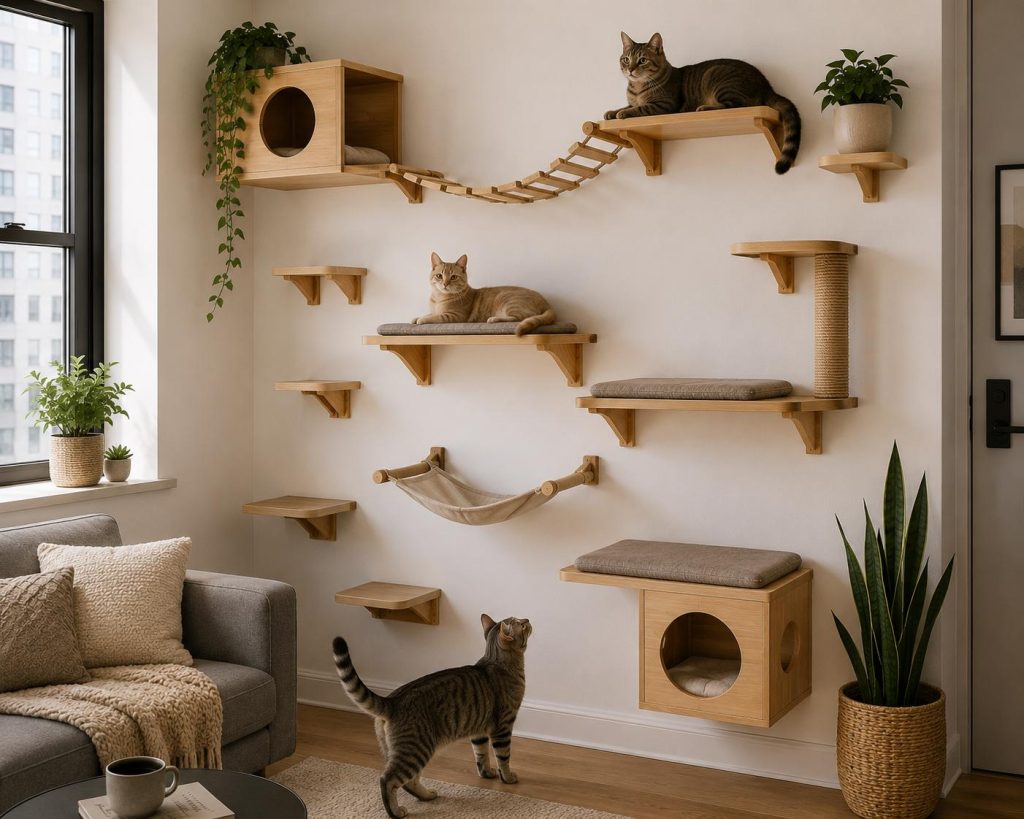casa gatificada en una de sus murallas del living