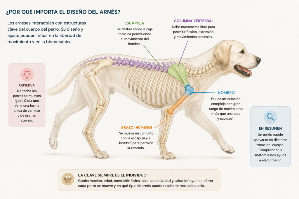 imagen lateral de un perro donde se ve su anatomía destacando sus hueso principales para efecto de movilidad
